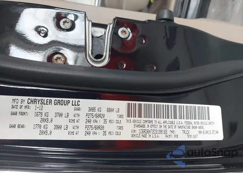 2012 Ram 1500 Laramie z USA, uszkodzony, nr VIN 1C6RD6NT2CS199165